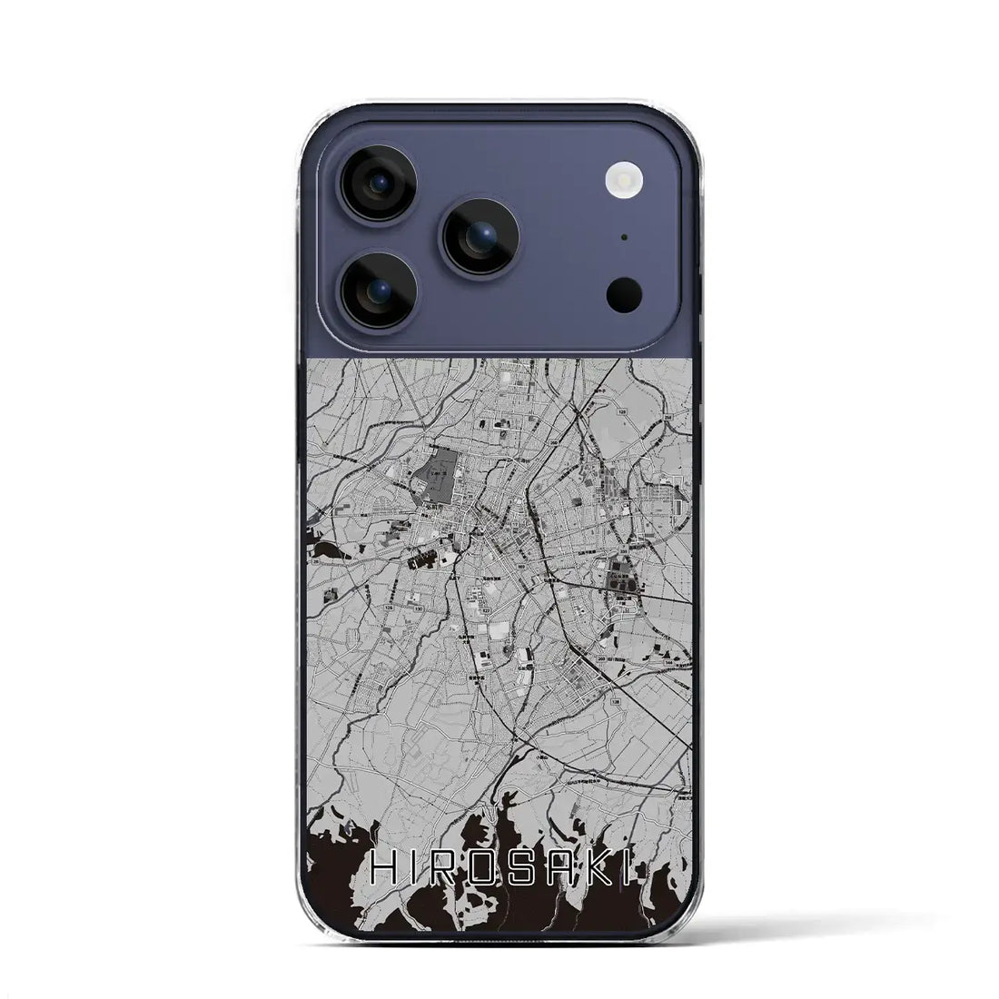 【弘前(青森県)】地図柄iPhoneケース(クリアタイプ)モノトーン・iPhone 17 Pro Max 用