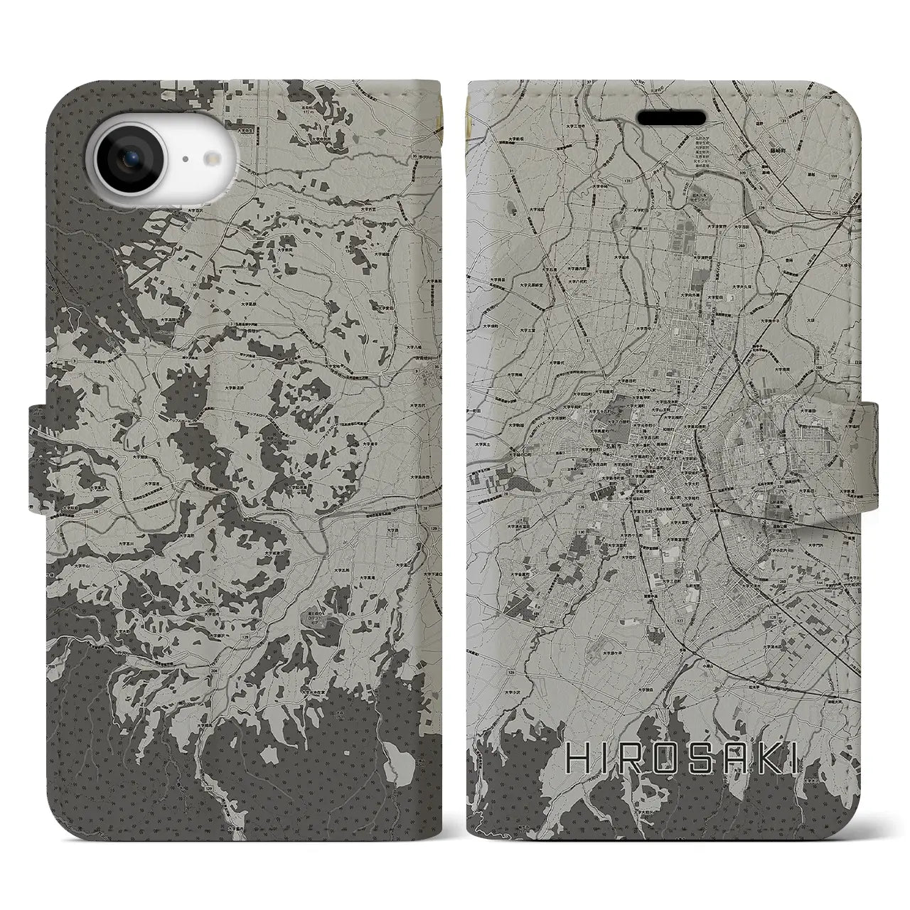 【弘前(青森県)】地図柄iPhoneケース(手帳タイプ)