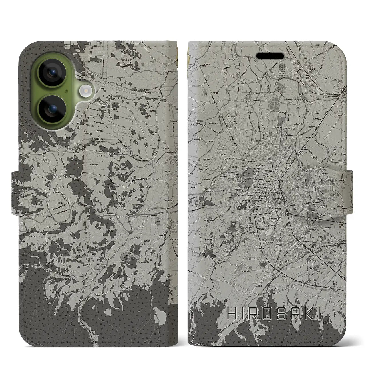 【弘前(青森県)】地図柄iPhoneケース(手帳タイプ)