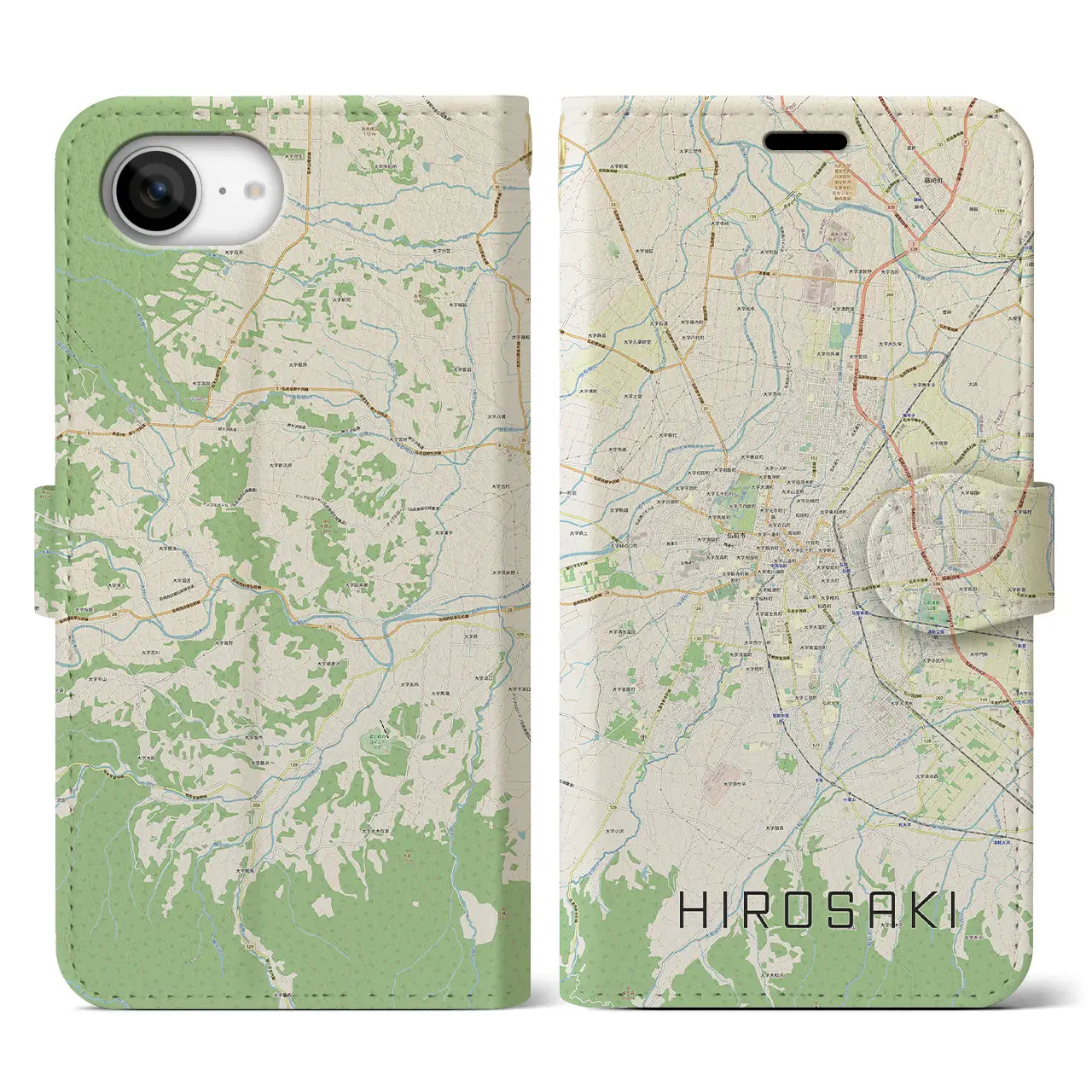 【弘前(青森県)】地図柄iPhoneケース(手帳タイプ)