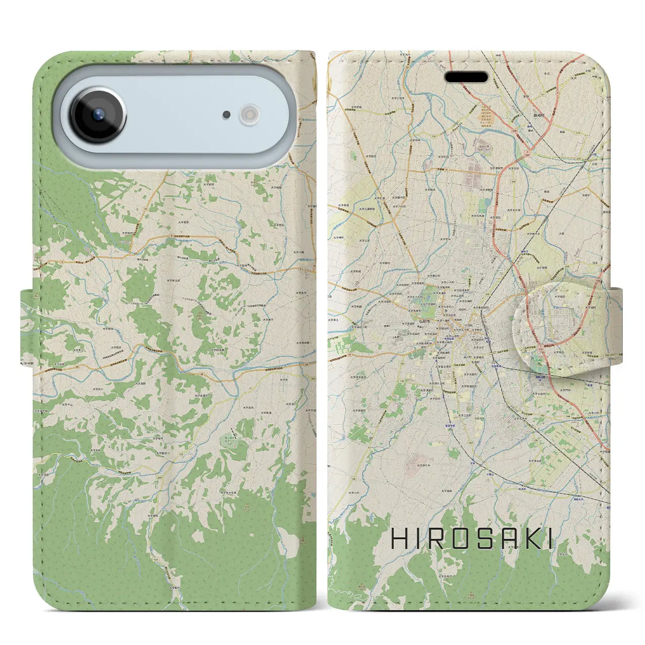 【弘前(青森県)】地図柄iPhoneケース(手帳タイプ)