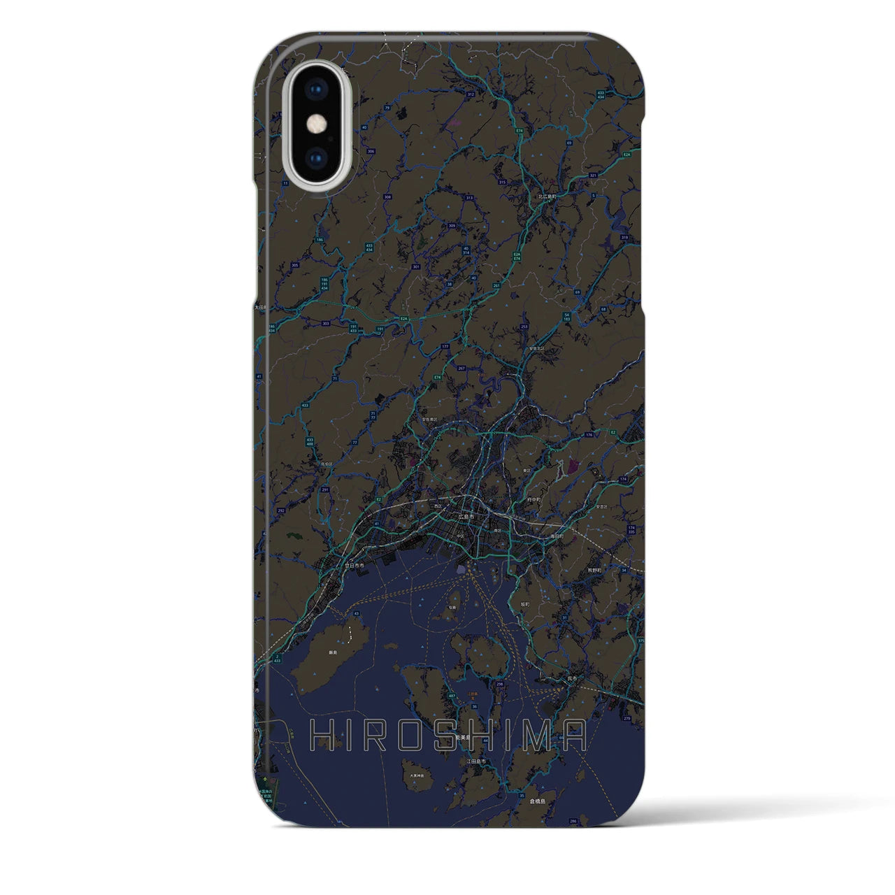 【広島2(広島県)】地図柄iPhoneケース(バックカバータイプ)