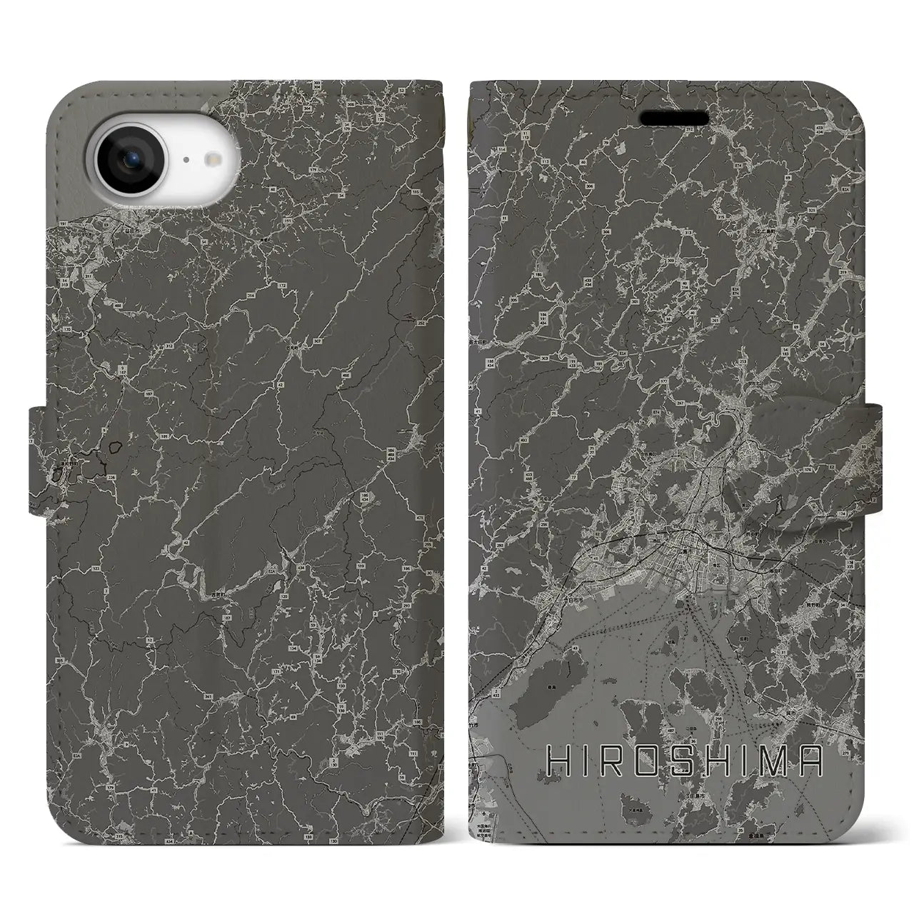 【広島2(広島県)】地図柄iPhoneケース(手帳タイプ)