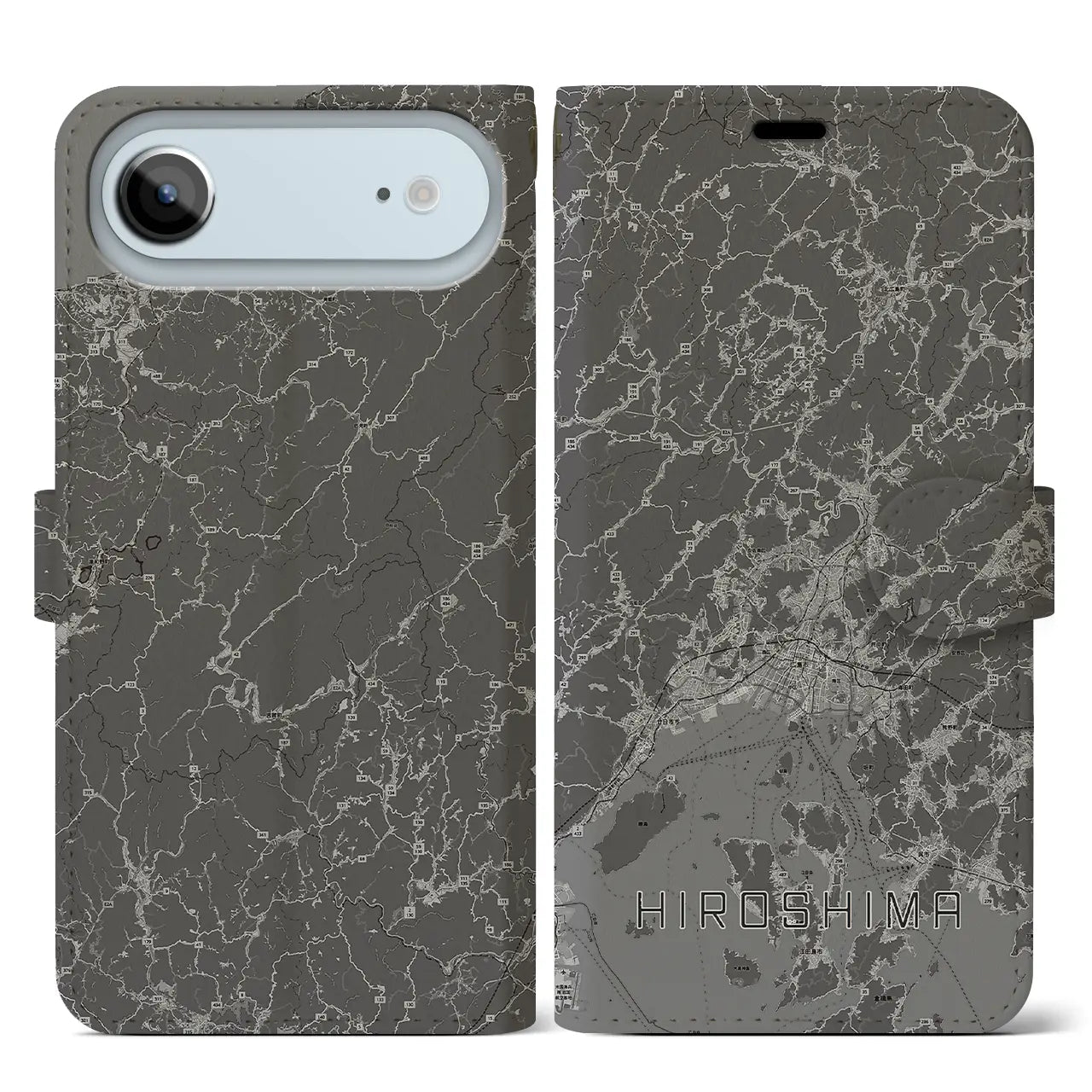 【広島2(広島県)】地図柄iPhoneケース(手帳タイプ)