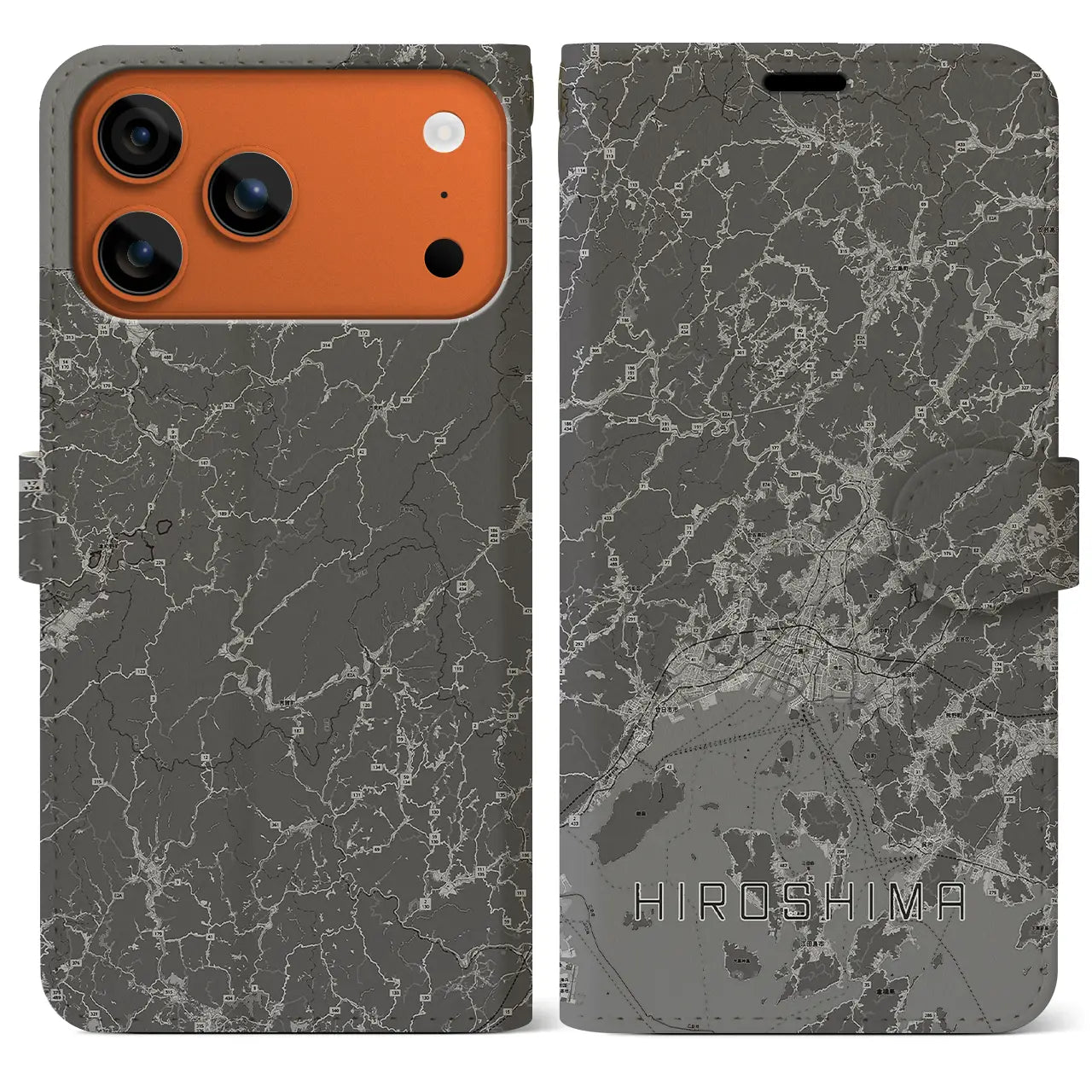 【広島2(広島県)】地図柄iPhoneケース(手帳タイプ)