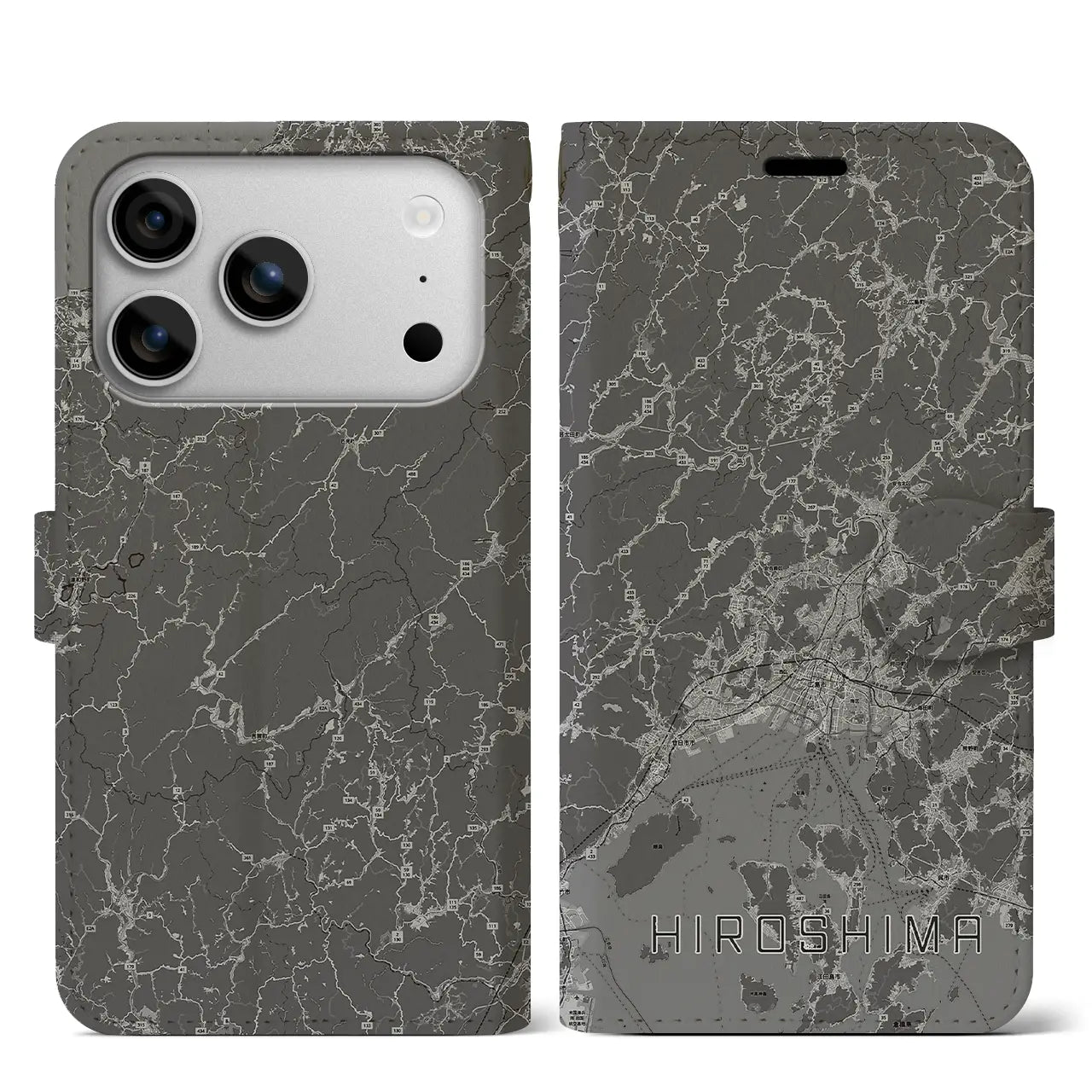 【広島2(広島県)】地図柄iPhoneケース(手帳タイプ)