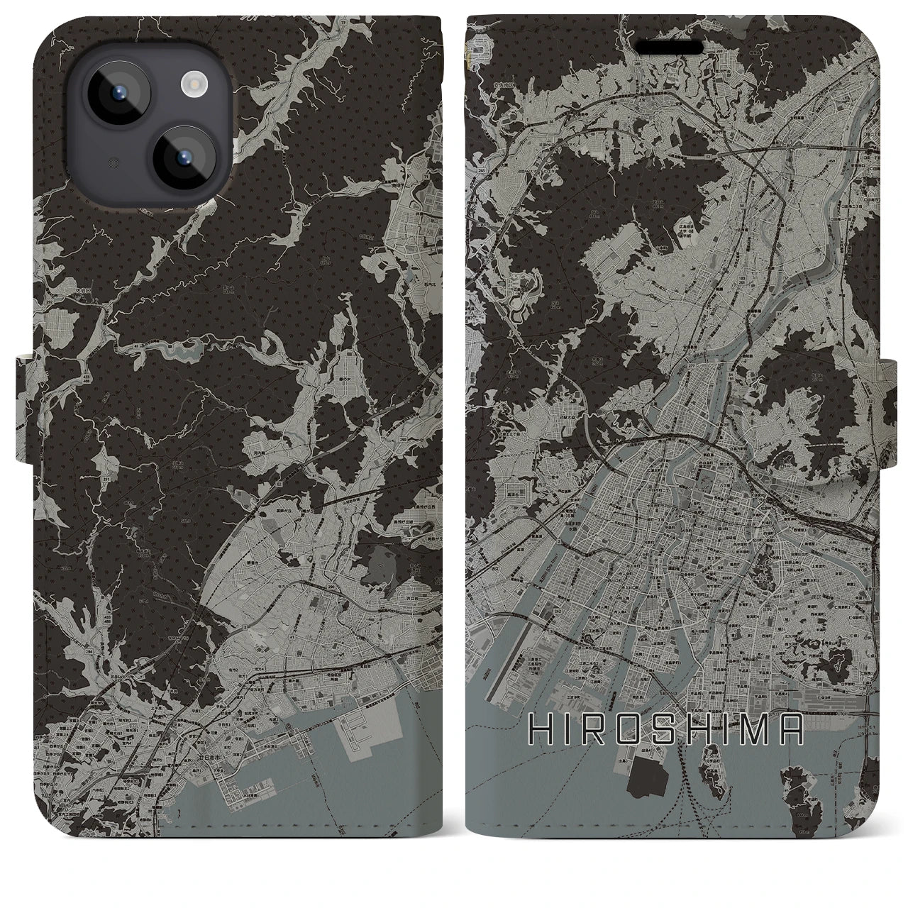 【広島(広島県)】地図柄iPhoneケース(手帳タイプ)