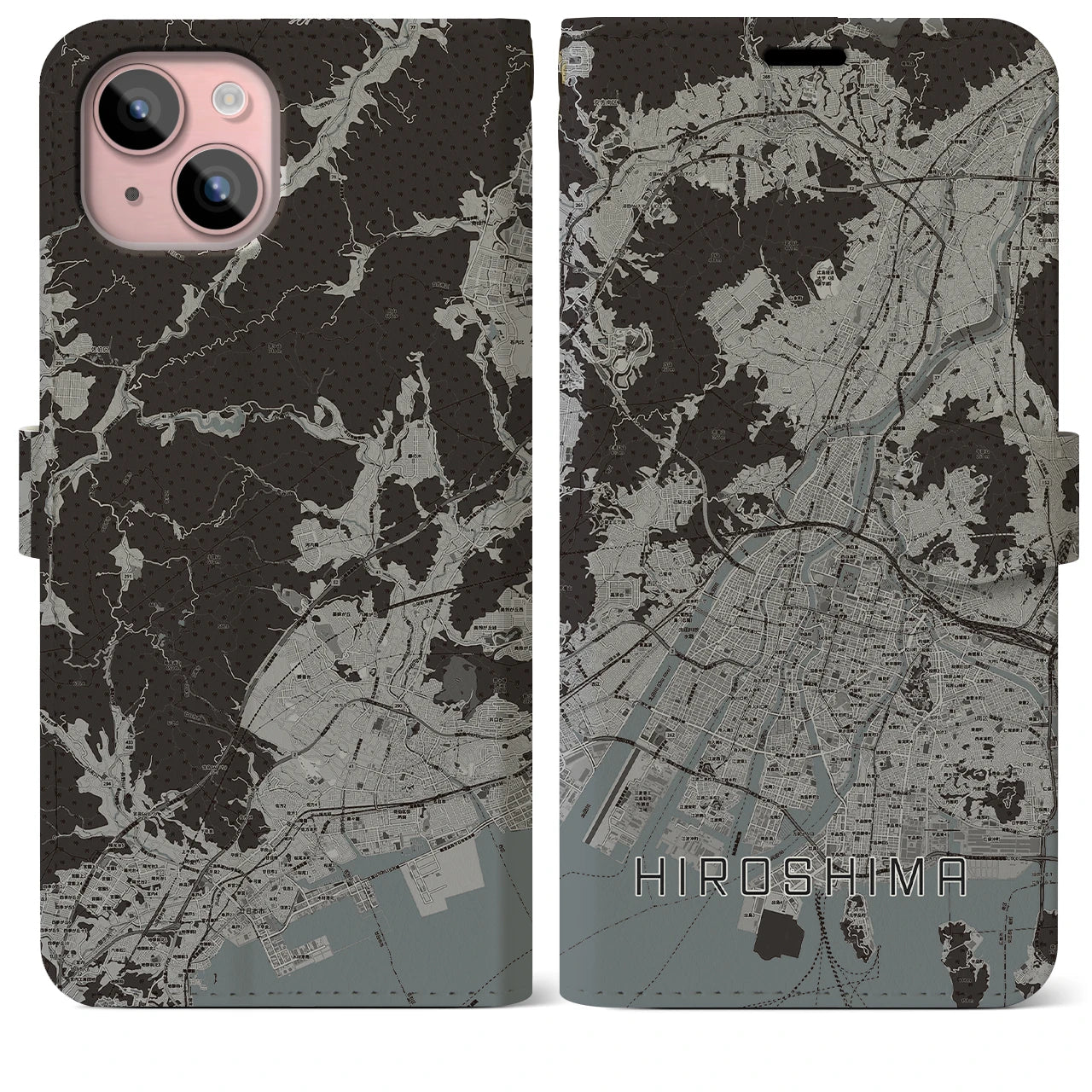 【広島(広島県)】地図柄iPhoneケース(手帳タイプ)