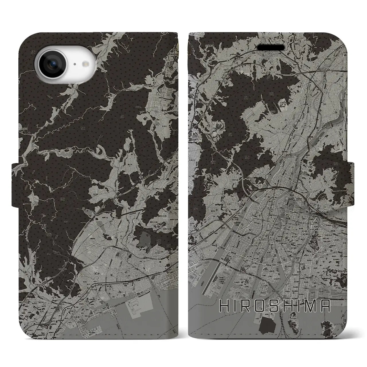 【広島(広島県)】地図柄iPhoneケース(手帳タイプ)