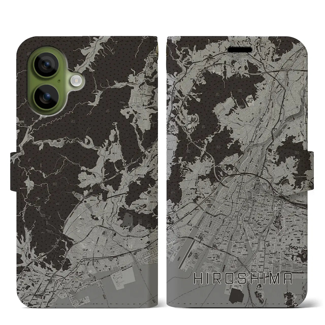 【広島(広島県)】地図柄iPhoneケース(手帳タイプ)