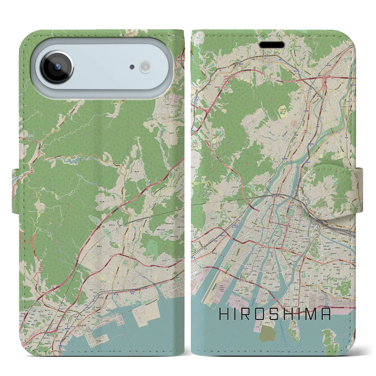 【広島(広島県)】地図柄iPhoneケース(手帳タイプ)ナチュラル・iPhone 17 Pro Max 用