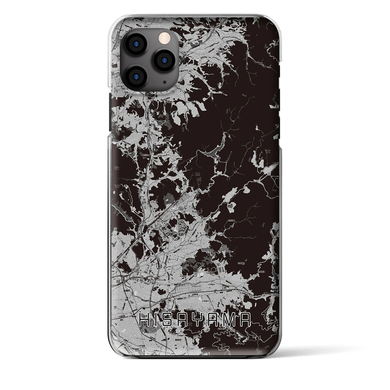 【久山(福岡県)】地図柄iPhoneケース(クリアタイプ)モノトーン・iPhone 11 Pro Max 用