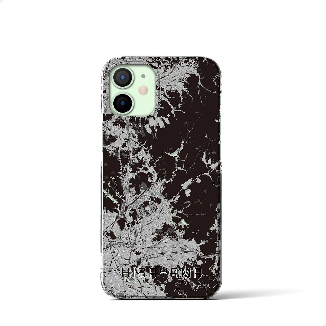 【久山(福岡県)】地図柄iPhoneケース(クリアタイプ)モノトーン・iPhone 12 mini 用