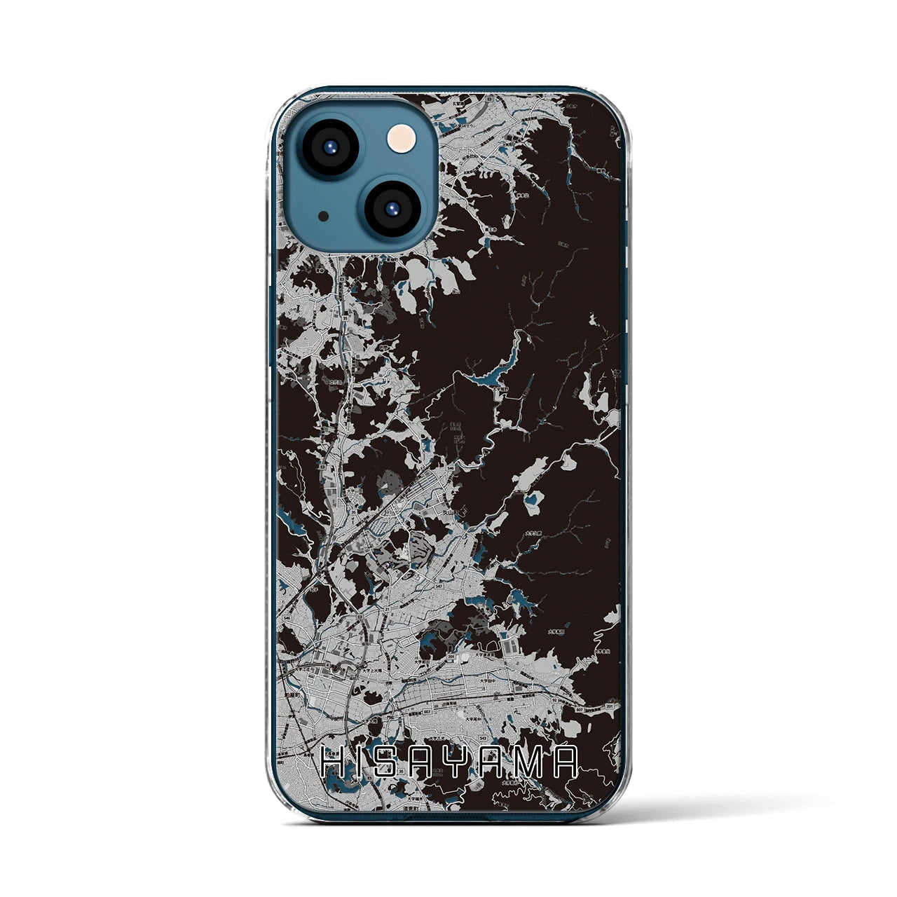 【久山(福岡県)】地図柄iPhoneケース(クリアタイプ)モノトーン・iPhone 13 用