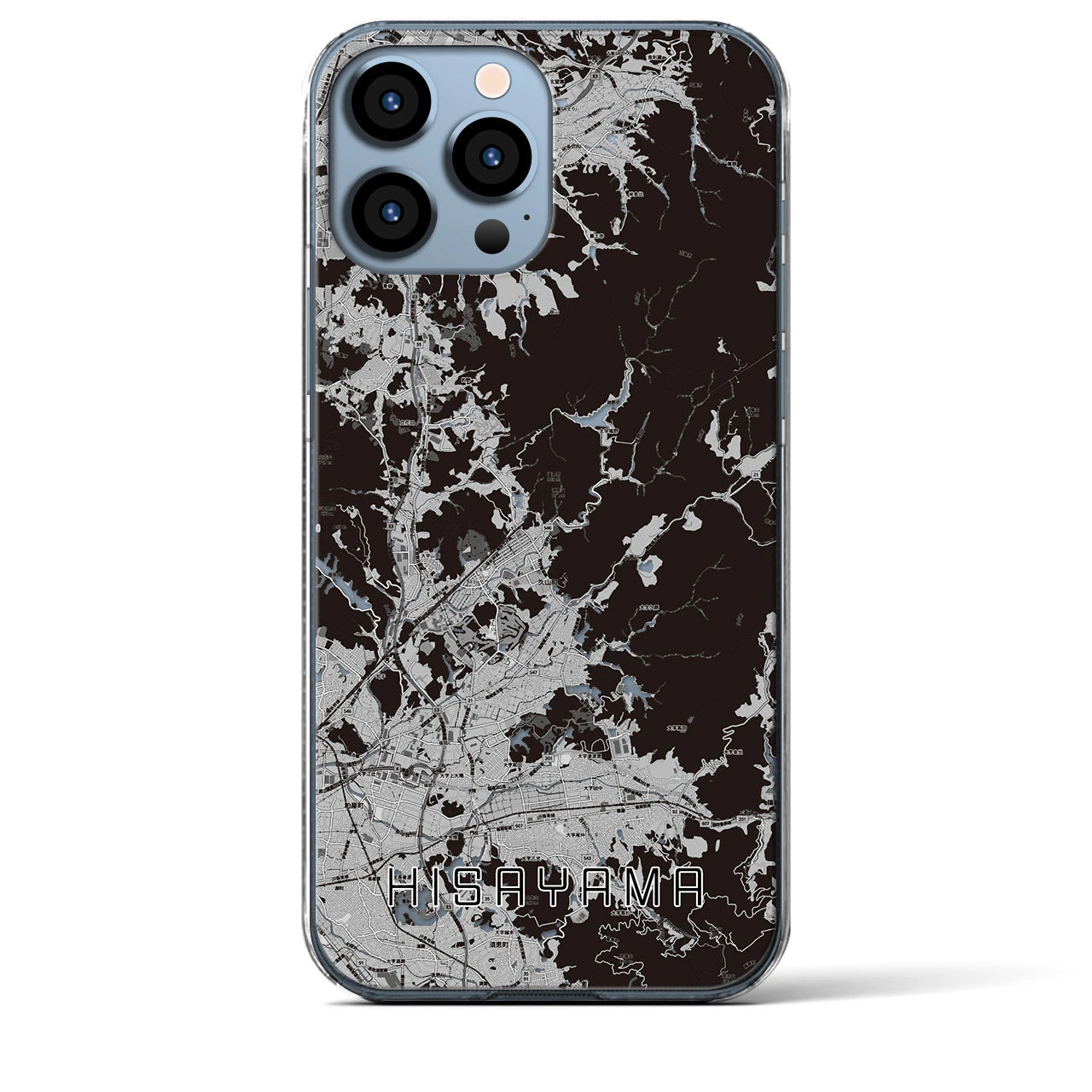 【久山(福岡県)】地図柄iPhoneケース(クリアタイプ)モノトーン・iPhone 13 Pro Max 用