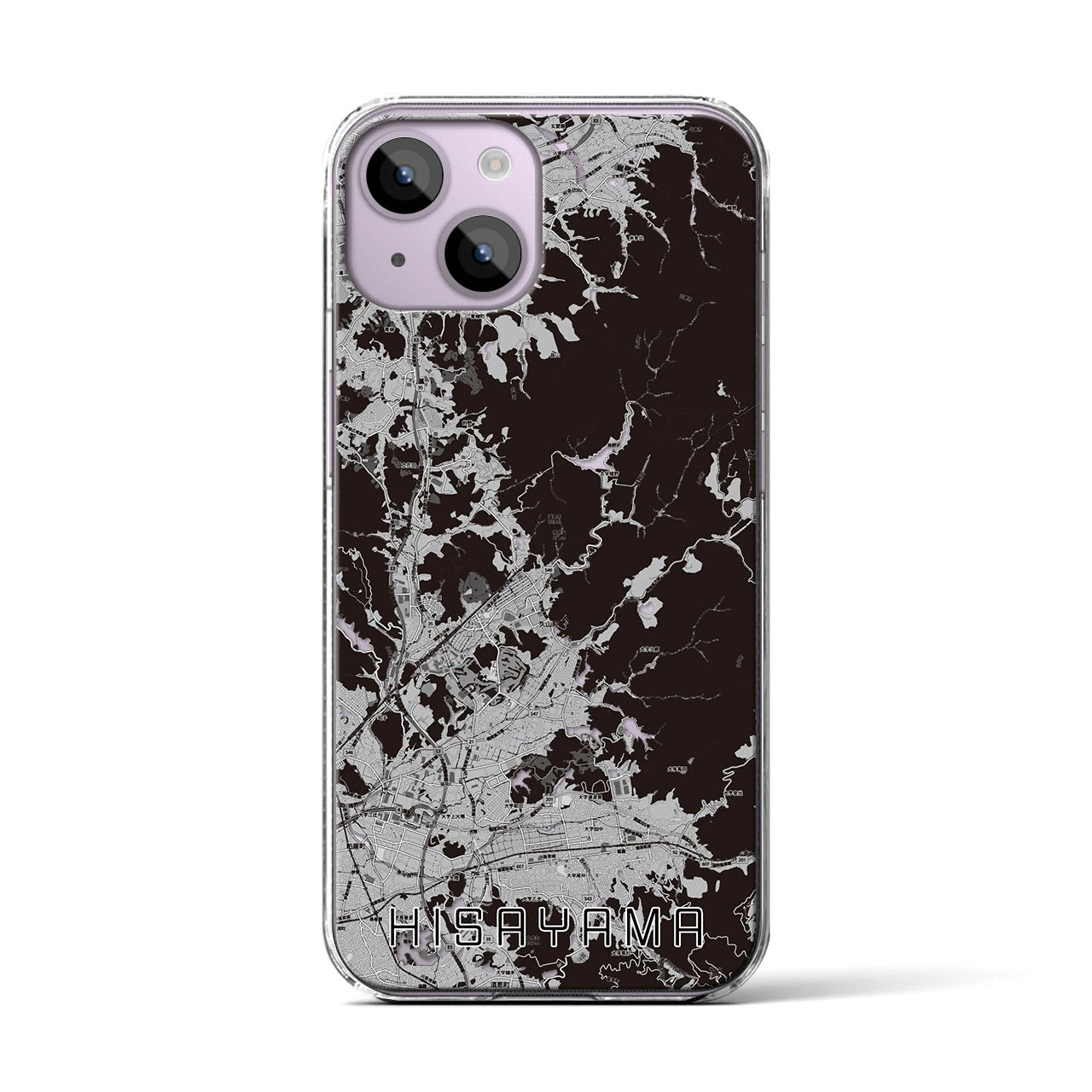 【久山(福岡県)】地図柄iPhoneケース(クリアタイプ)モノトーン・iPhone 14 用