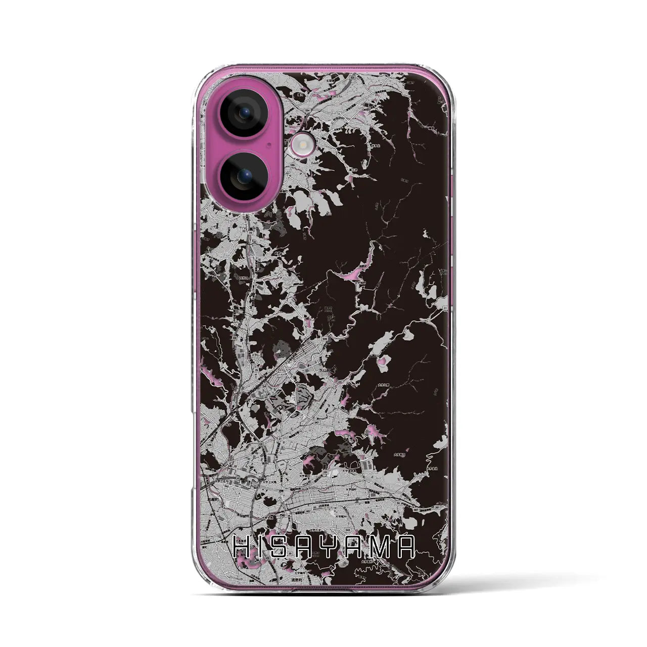 【久山(福岡県)】地図柄iPhoneケース(クリアタイプ)モノトーン・iPhone 16 Pro 用