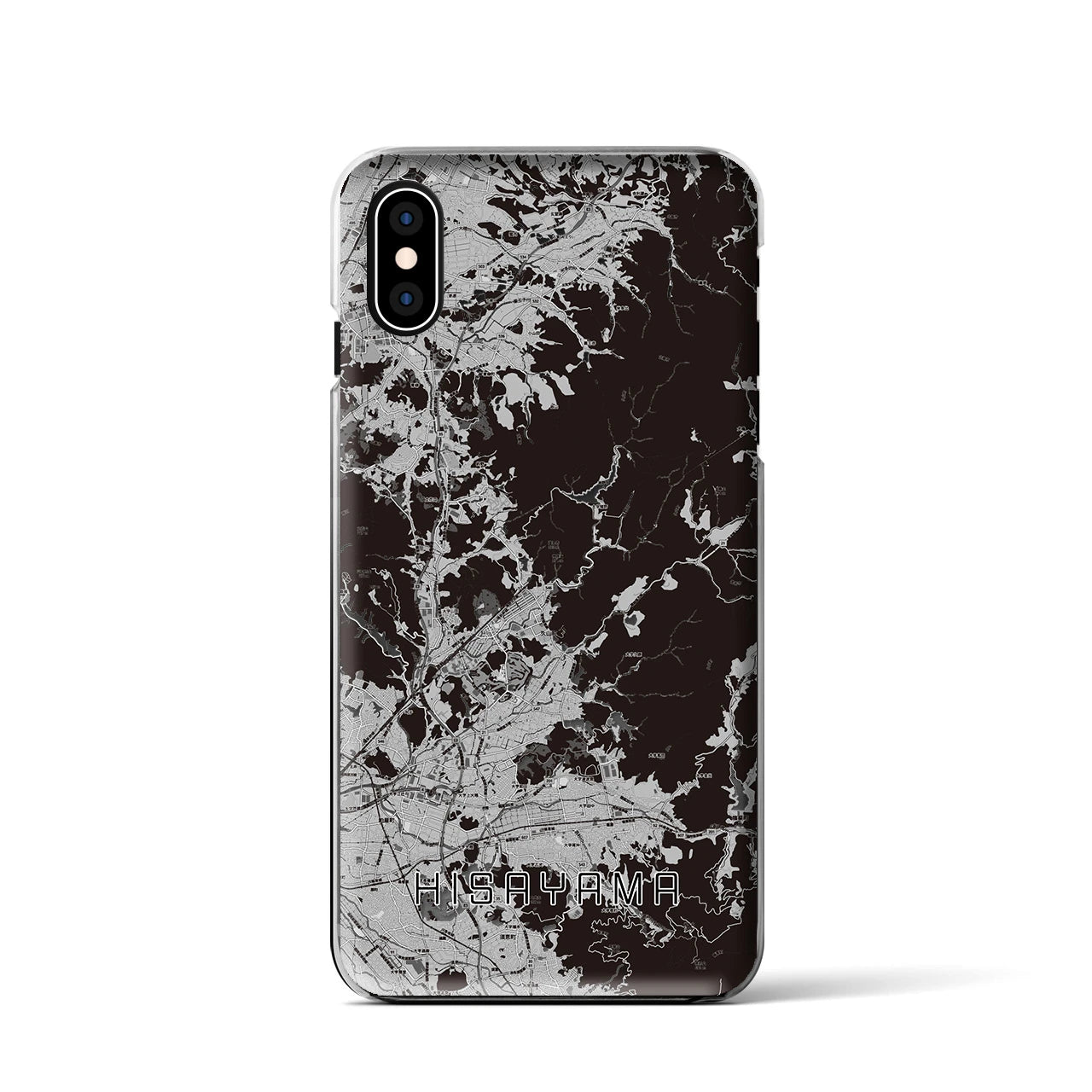 【久山(福岡県)】地図柄iPhoneケース(クリアタイプ)モノトーン・iPhone XS / X 用