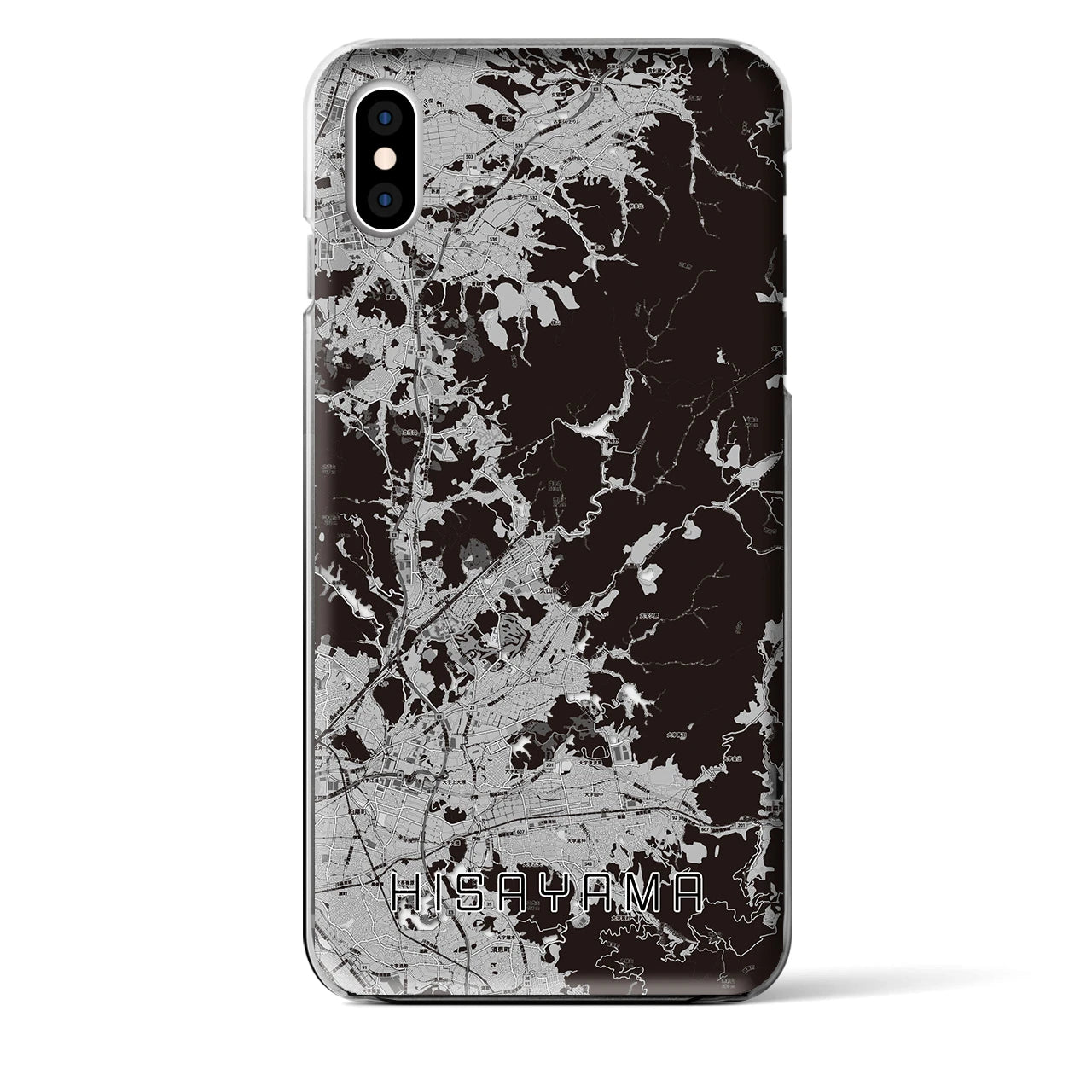 【久山(福岡県)】地図柄iPhoneケース(クリアタイプ)モノトーン・iPhone XS Max 用