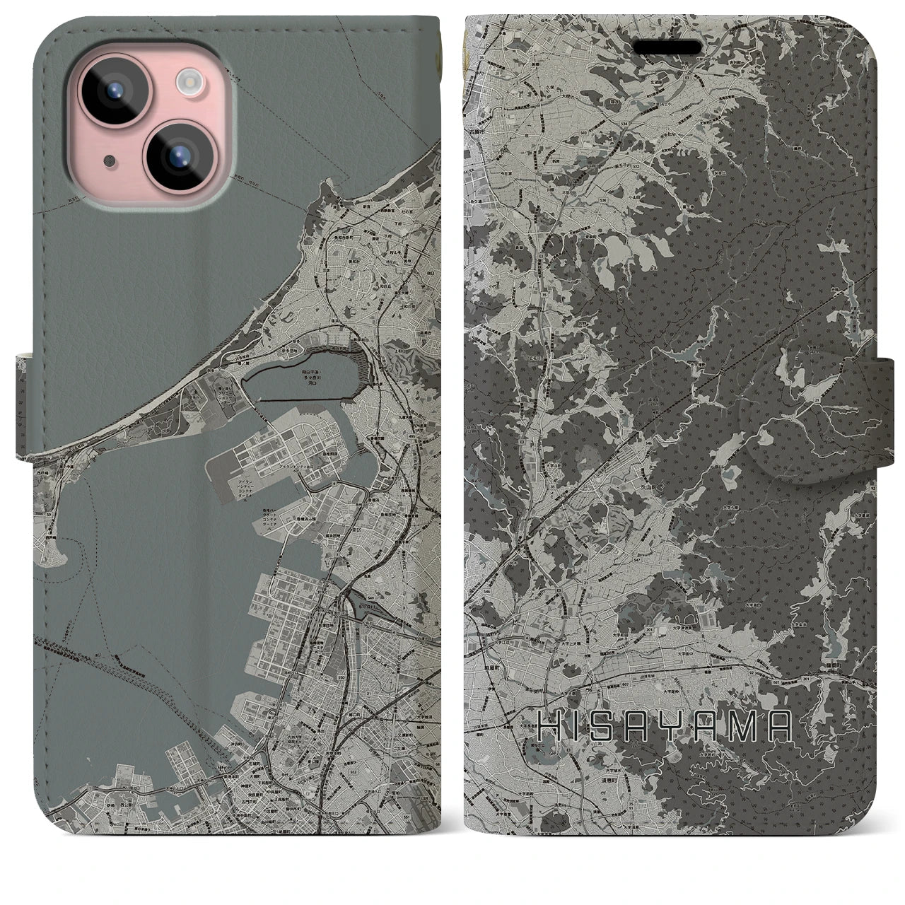 【久山(福岡県)】地図柄iPhoneケース(手帳タイプ)