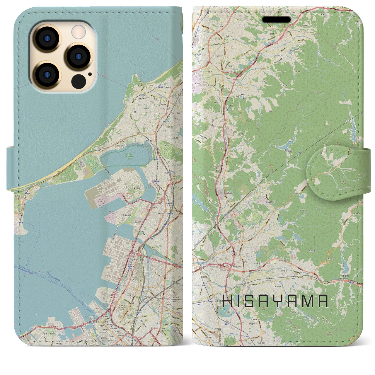 【久山(福岡県)】地図柄iPhoneケース(手帳タイプ)