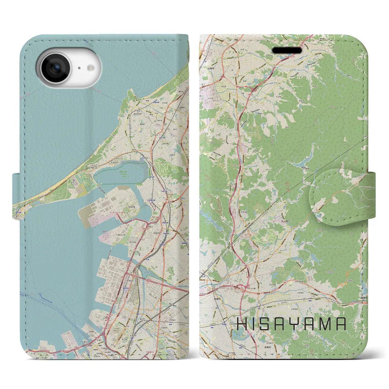 【久山(福岡県)】地図柄iPhoneケース(手帳タイプ)