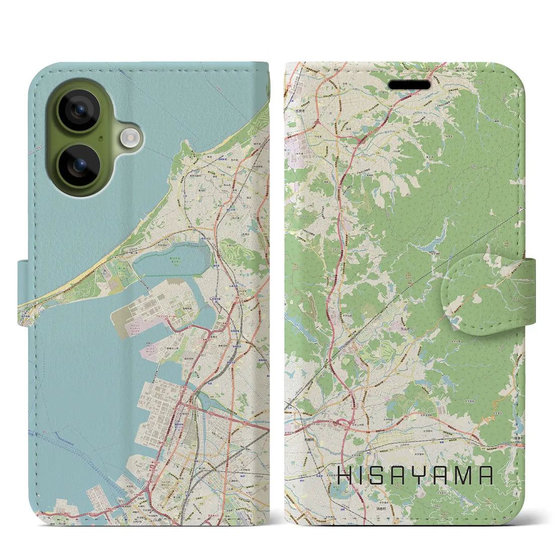 【久山(福岡県)】地図柄iPhoneケース(手帳タイプ)モノトーン・iPhone 17 Pro Max 用