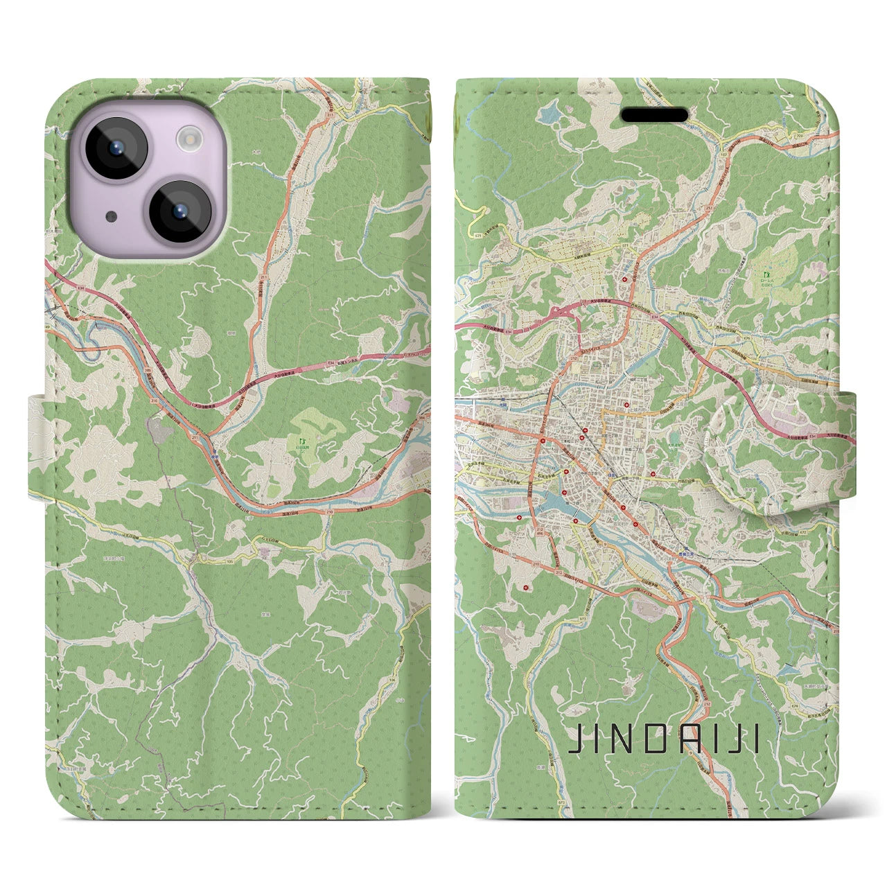 【日田2(大分県)】地図柄iPhoneケース(手帳タイプ)