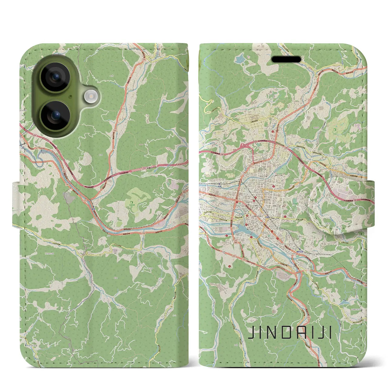【日田2(大分県)】地図柄iPhoneケース(手帳タイプ)