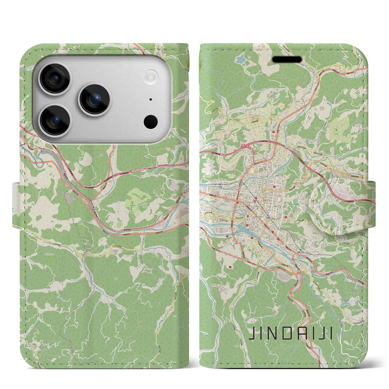 【日田2(大分県)】地図柄iPhoneケース(手帳タイプ)