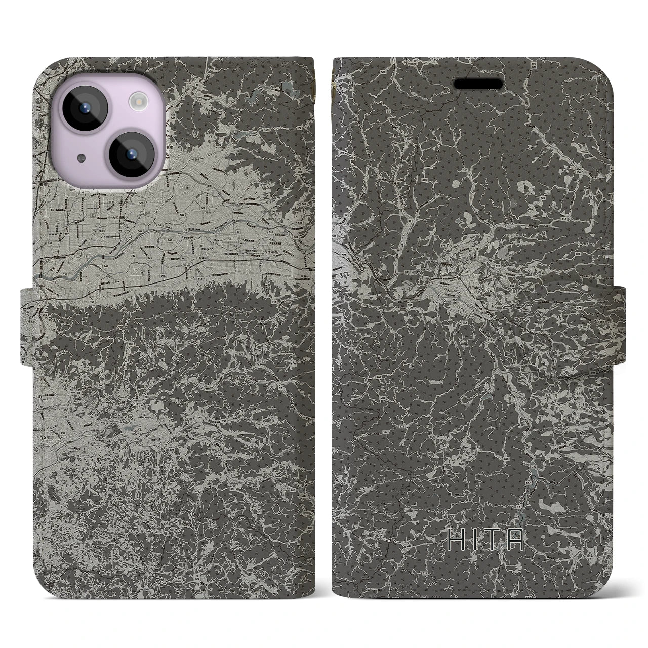 【日田(大分県)】地図柄iPhoneケース(手帳タイプ)