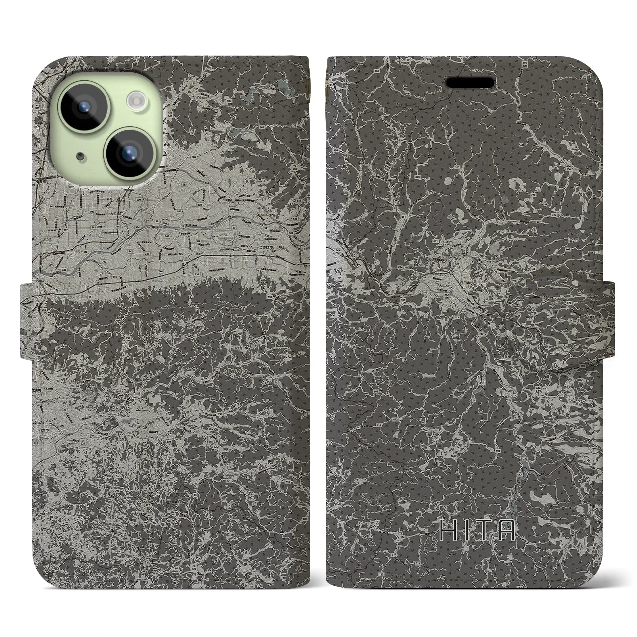 【日田(大分県)】地図柄iPhoneケース(手帳タイプ)