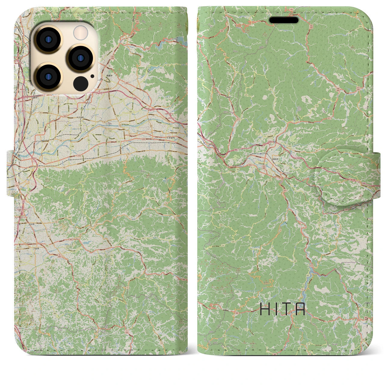 【日田(大分県)】地図柄iPhoneケース(手帳タイプ)