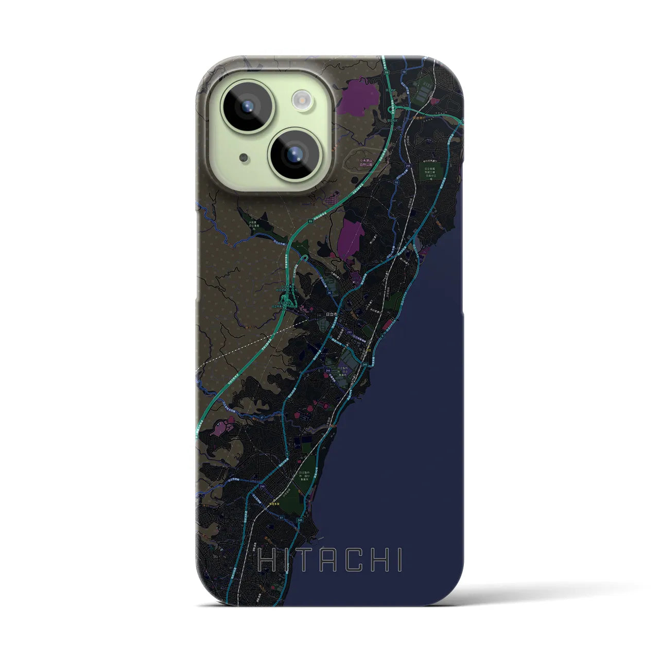 【日立(茨城県)】地図柄iPhoneケース(バックカバータイプ)