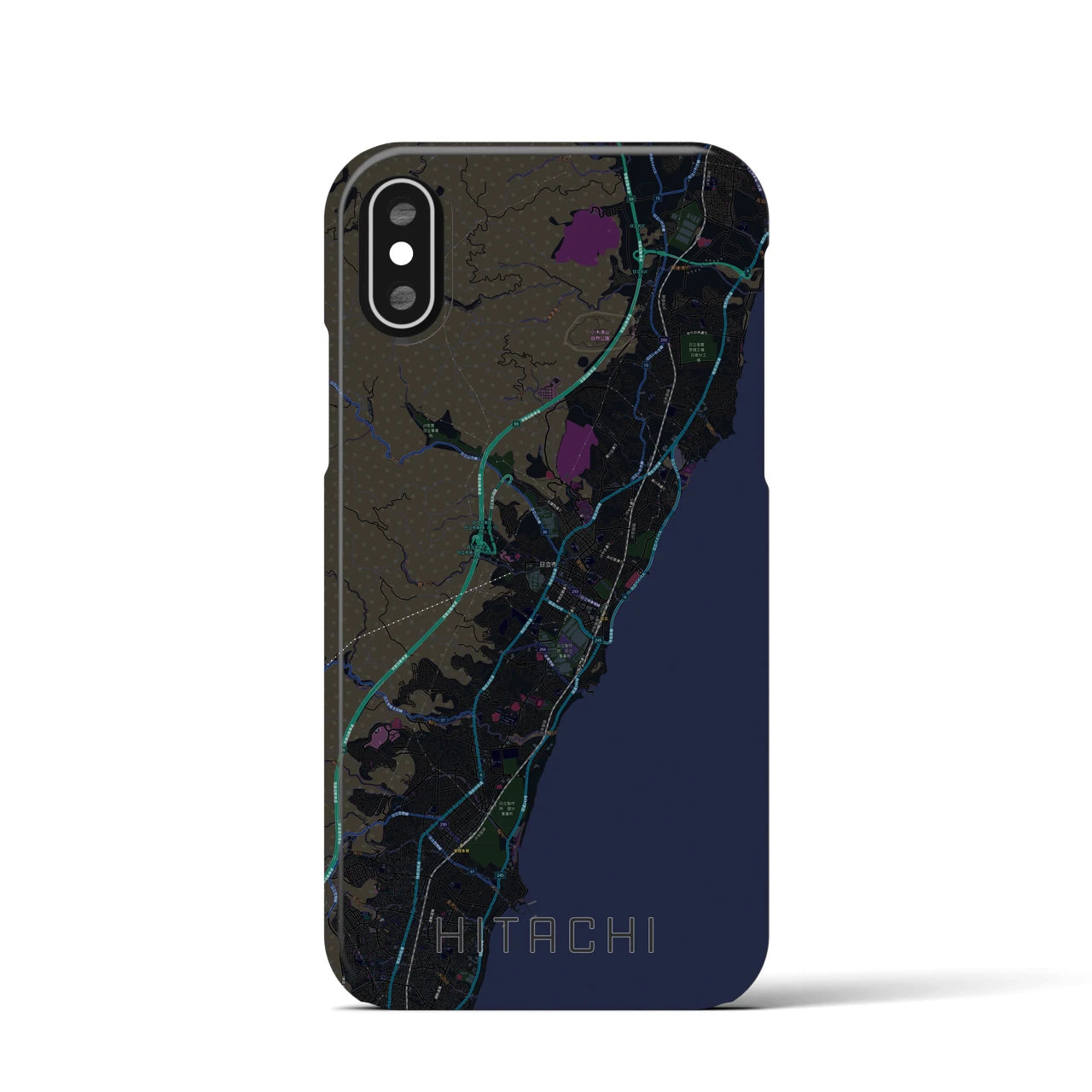 【日立(茨城県)】地図柄iPhoneケース(バックカバータイプ)