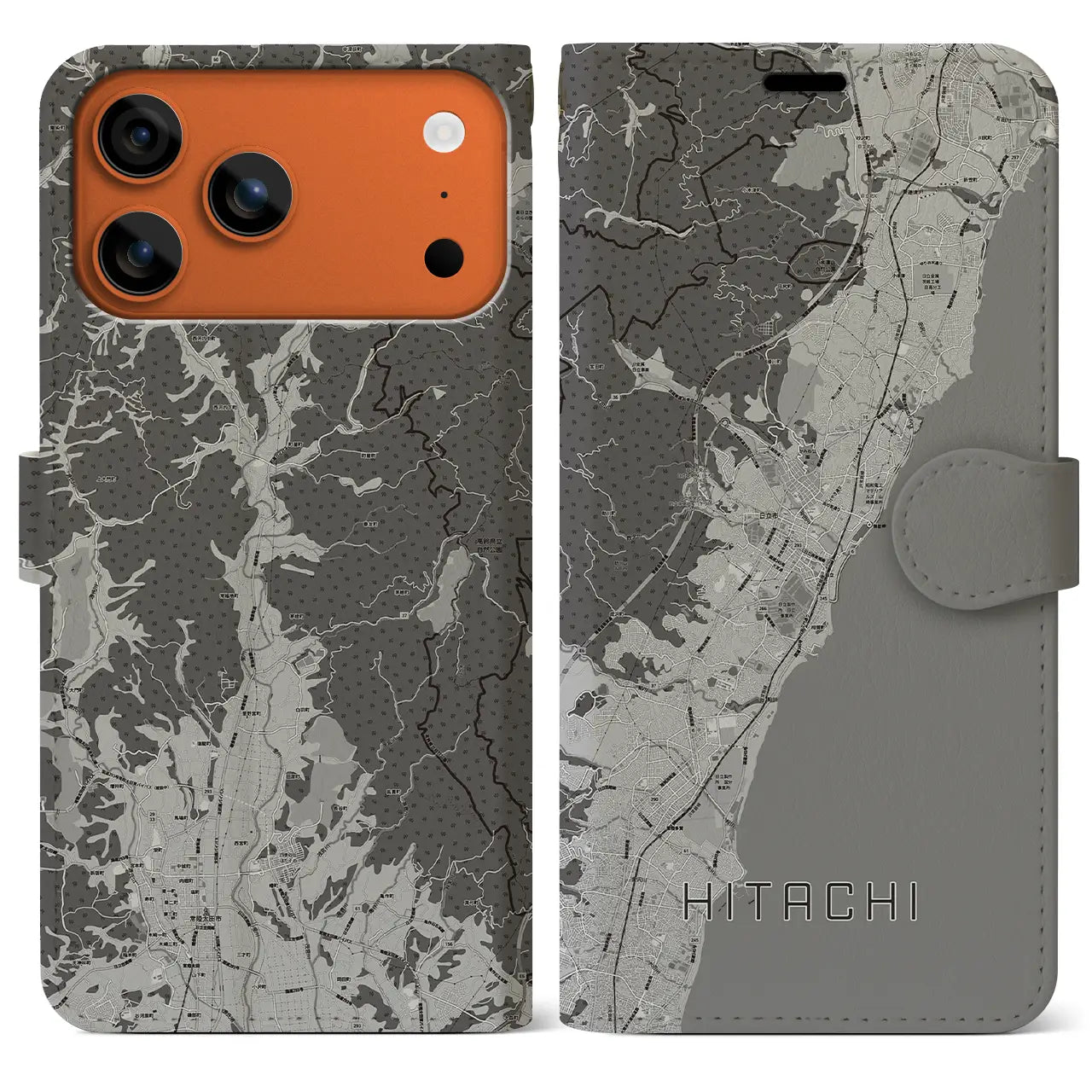 【日立(茨城県)】地図柄iPhoneケース(手帳タイプ)