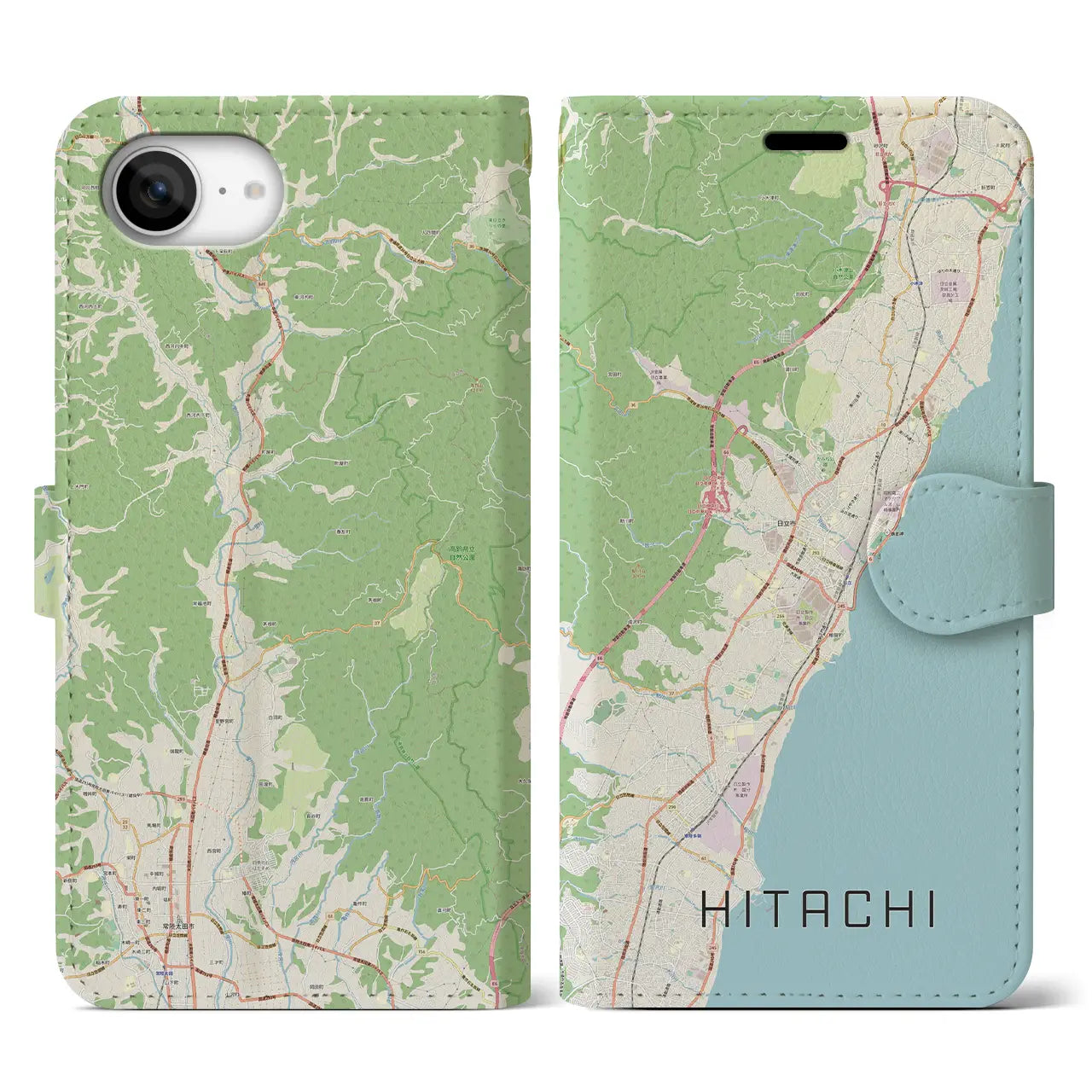 【日立(茨城県)】地図柄iPhoneケース(手帳タイプ)