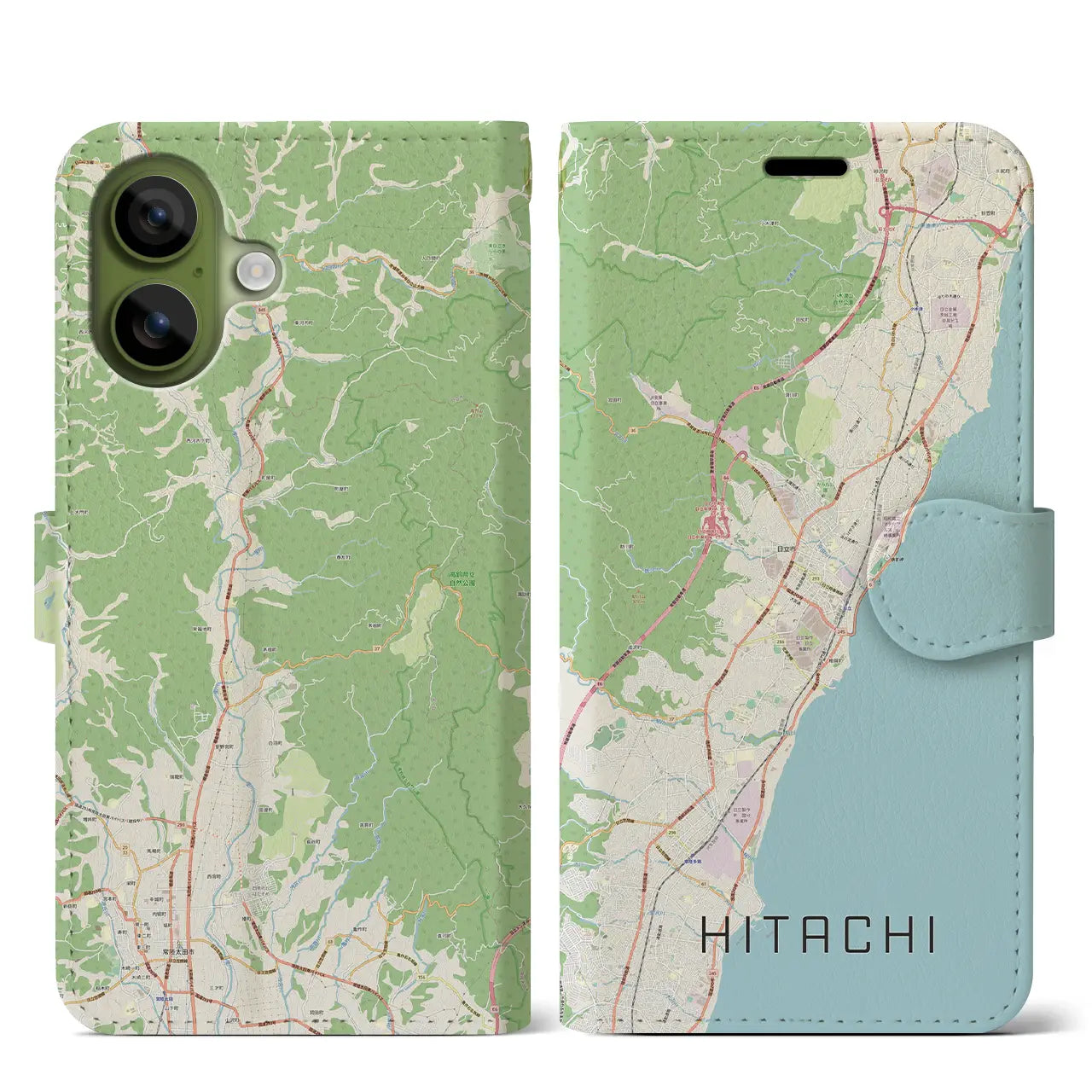 【日立(茨城県)】地図柄iPhoneケース(手帳タイプ)