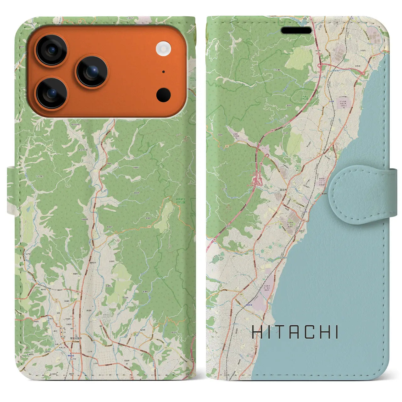 【日立(茨城県)】地図柄iPhoneケース(手帳タイプ)