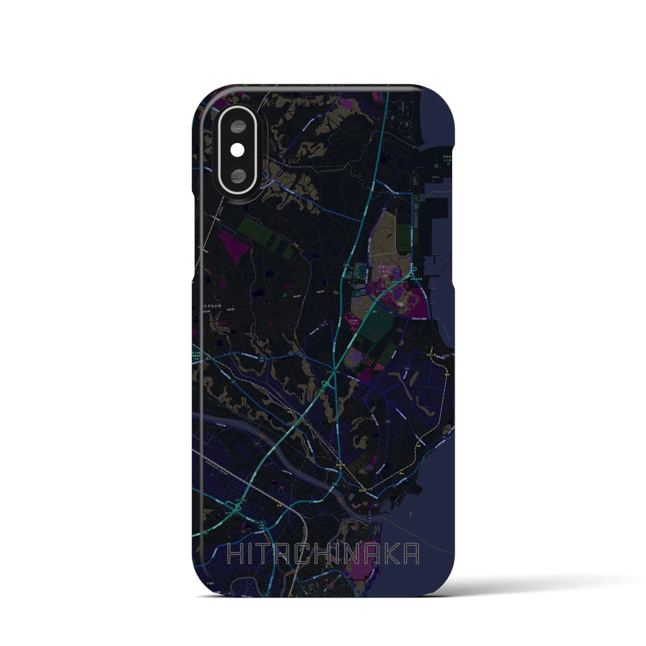 【ひたちなか(茨城県)】地図柄iPhoneケース(バックカバータイプ)