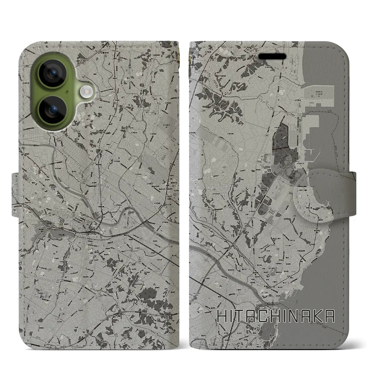 【ひたちなか(茨城県)】地図柄iPhoneケース(手帳タイプ)