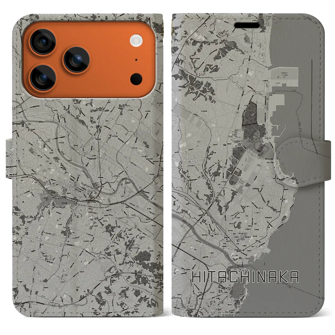 【ひたちなか(茨城県)】地図柄iPhoneケース(手帳タイプ)