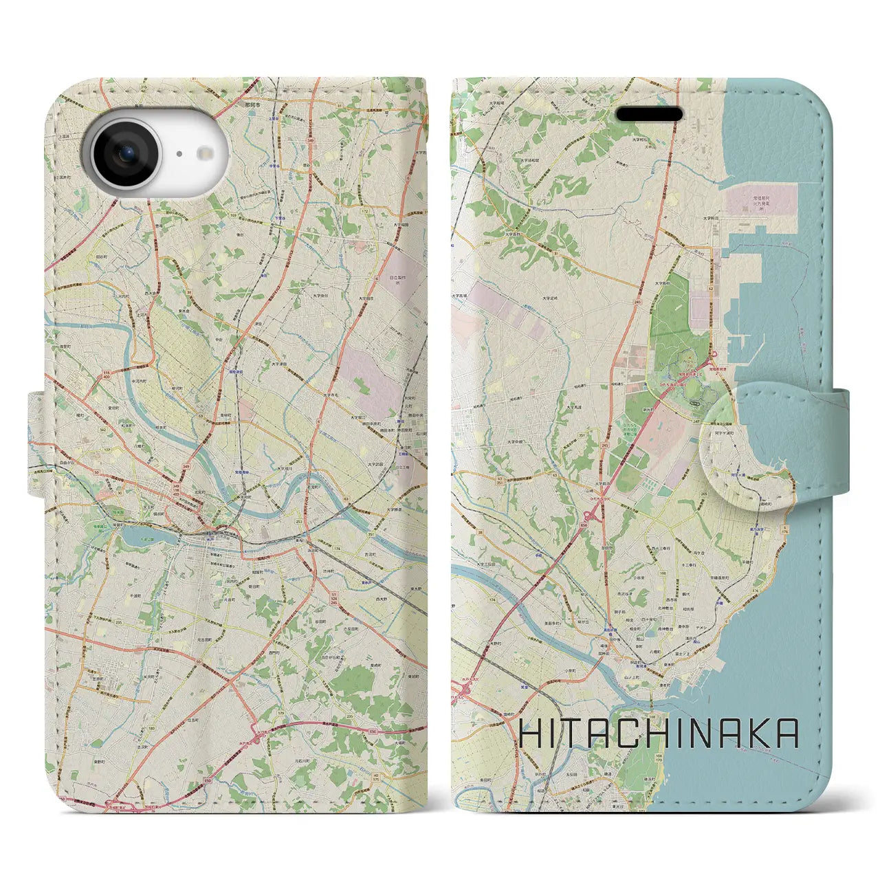 【ひたちなか(茨城県)】地図柄iPhoneケース(手帳タイプ)