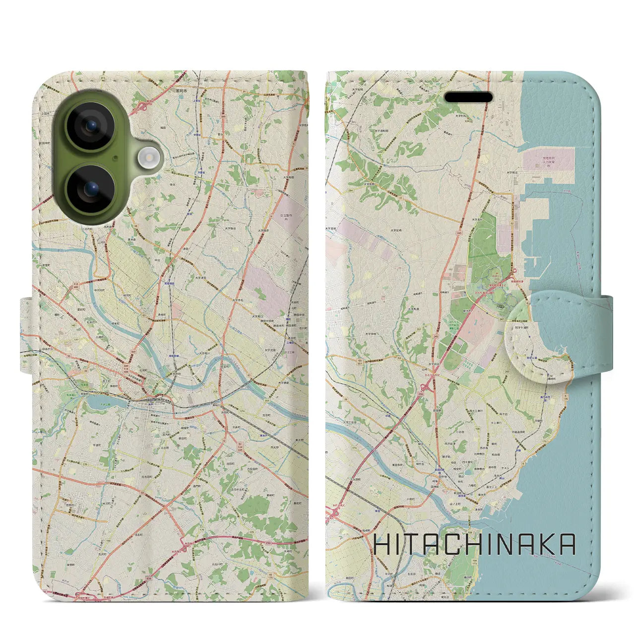 【ひたちなか(茨城県)】地図柄iPhoneケース(手帳タイプ)