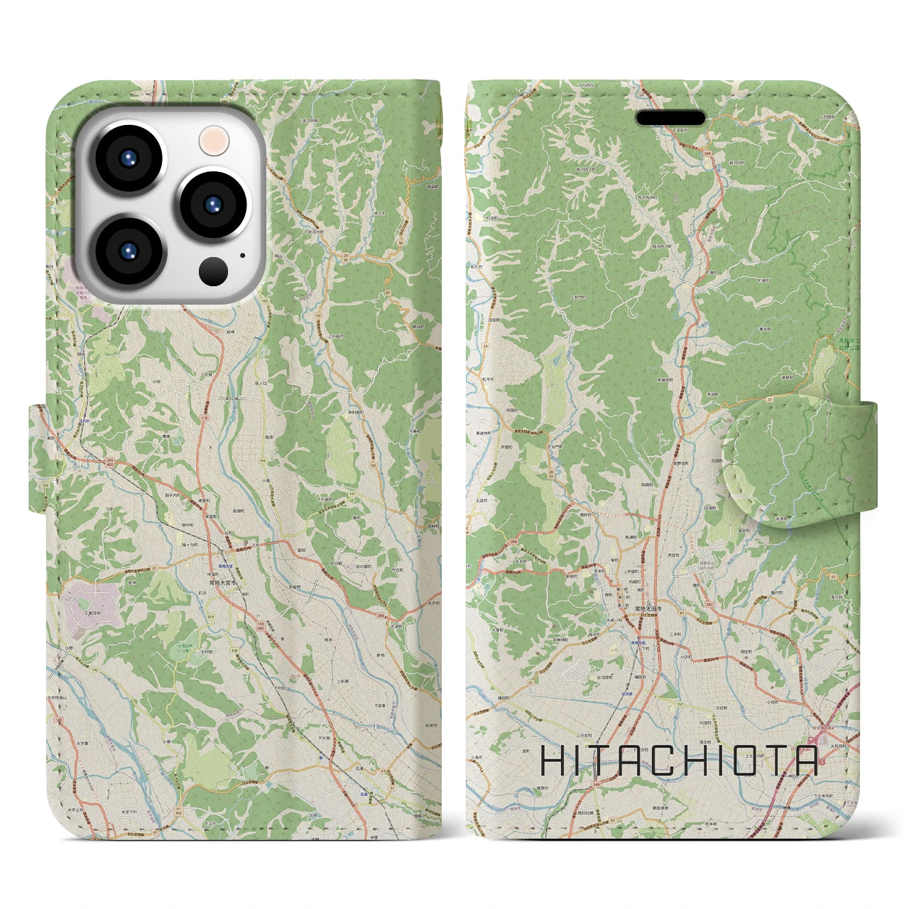 【常陸太田(茨城県)】地図柄iPhoneケース(手帳タイプ)