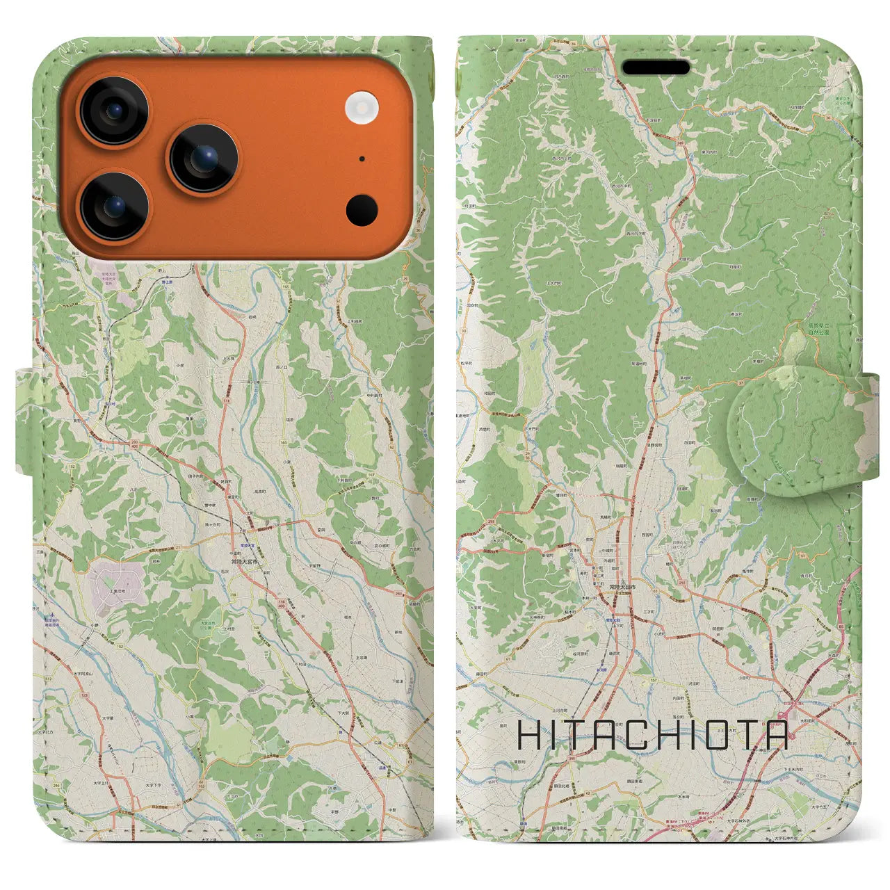 【常陸太田(茨城県)】地図柄iPhoneケース(手帳タイプ)