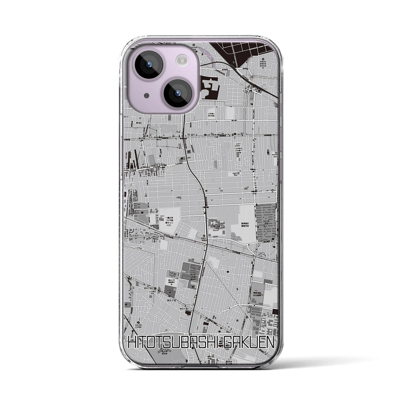 【一橋学園(東京都)】地図柄iPhoneケース(クリアタイプ)