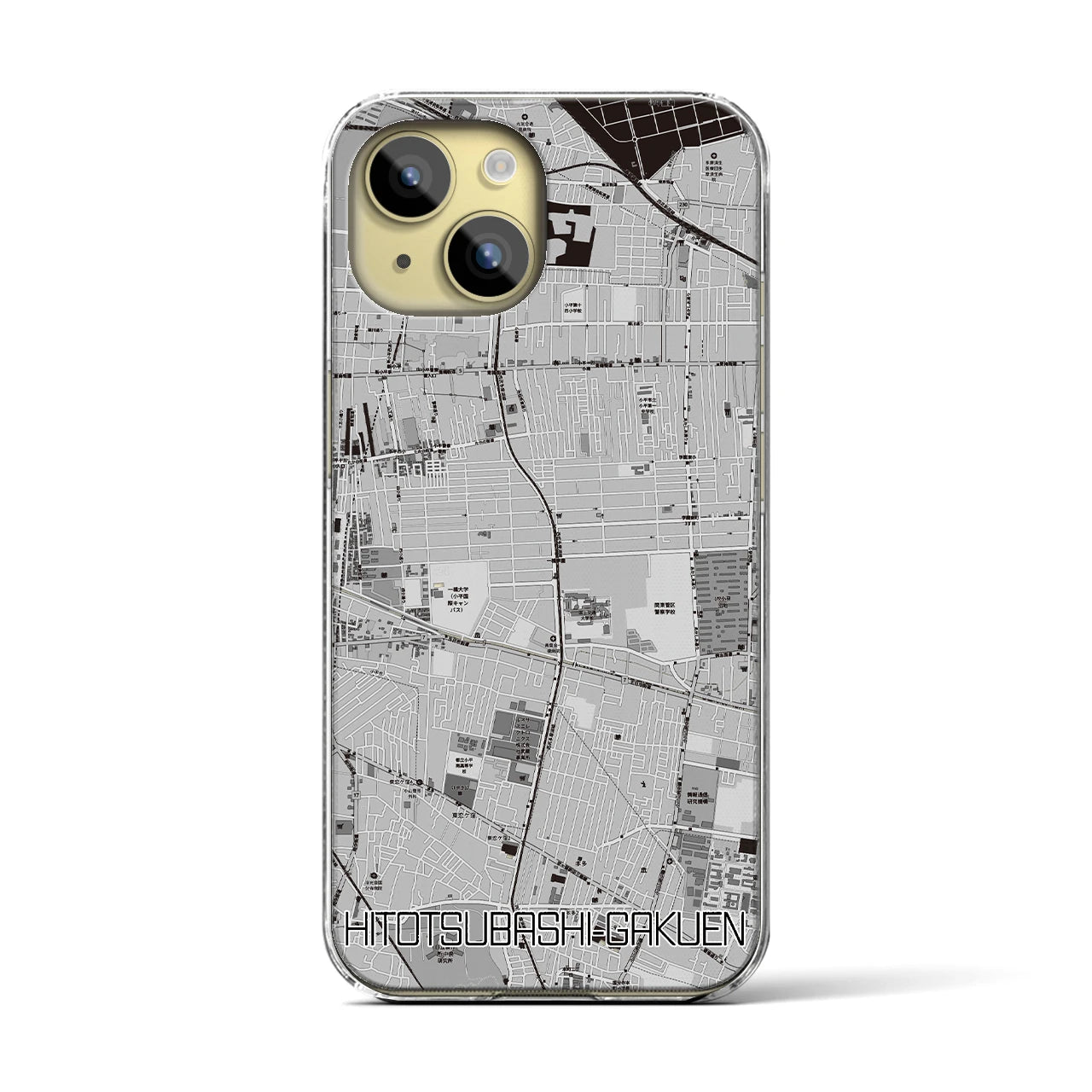 【一橋学園(東京都)】地図柄iPhoneケース(クリアタイプ)