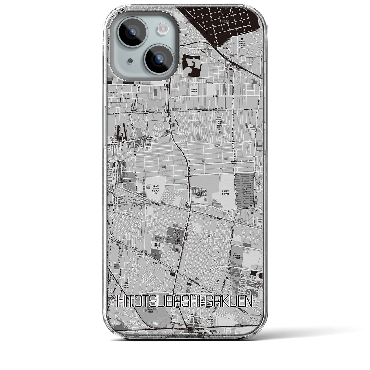 【一橋学園(東京都)】地図柄iPhoneケース(クリアタイプ)