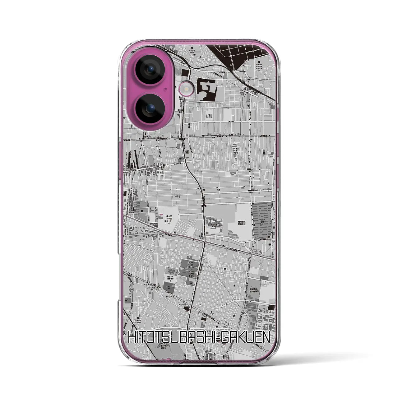 【一橋学園(東京都)】地図柄iPhoneケース(クリアタイプ)